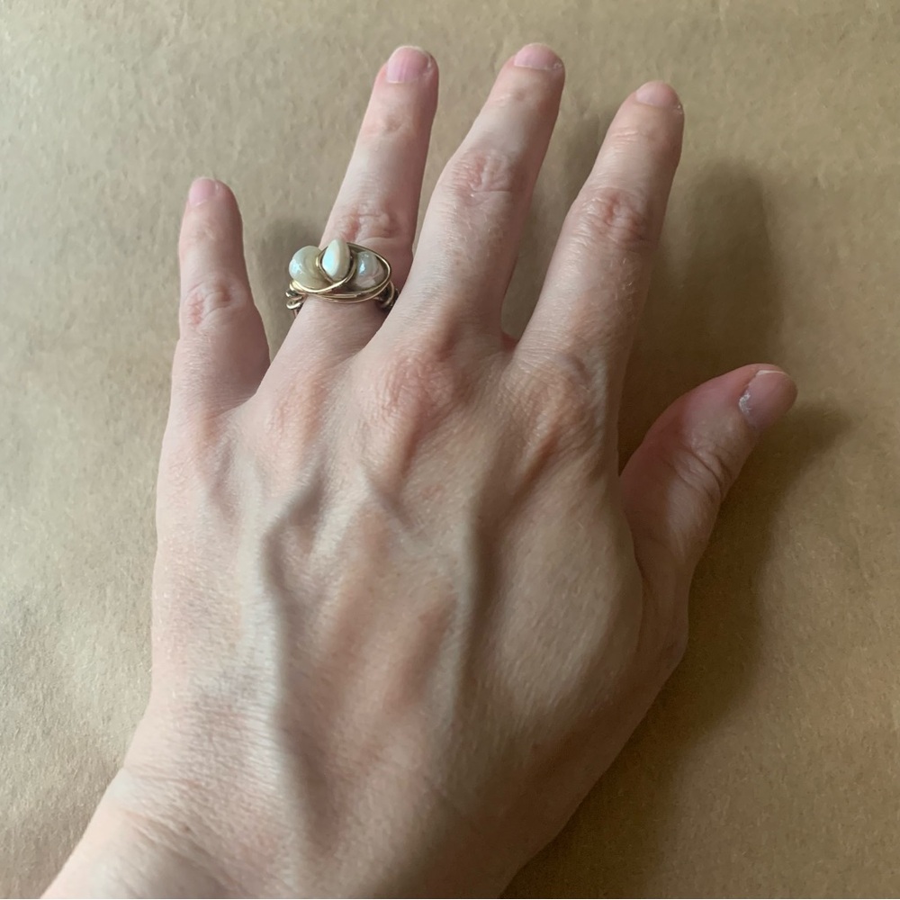 Gold Wire-Wrapped Shell Cluster Ring - Picture 5 of 5
